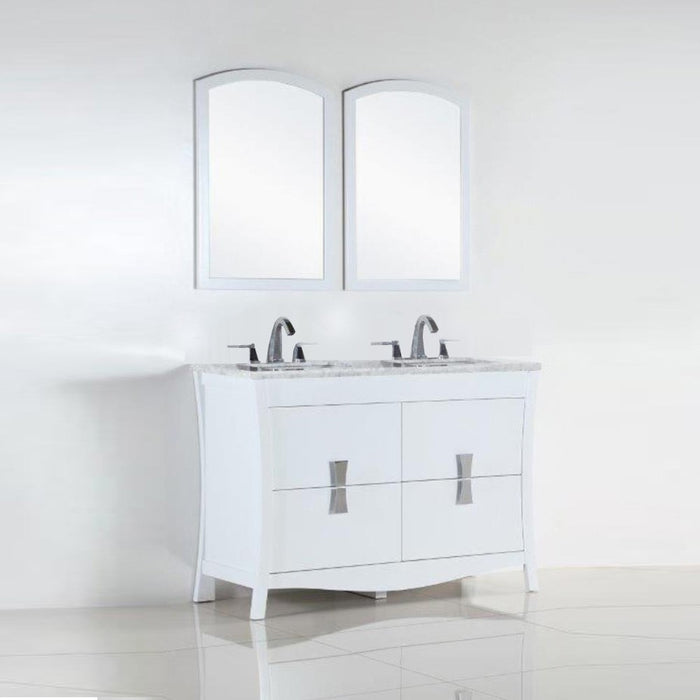 Bellaterra Home 48 in. Double sink vanity with white Carrara top