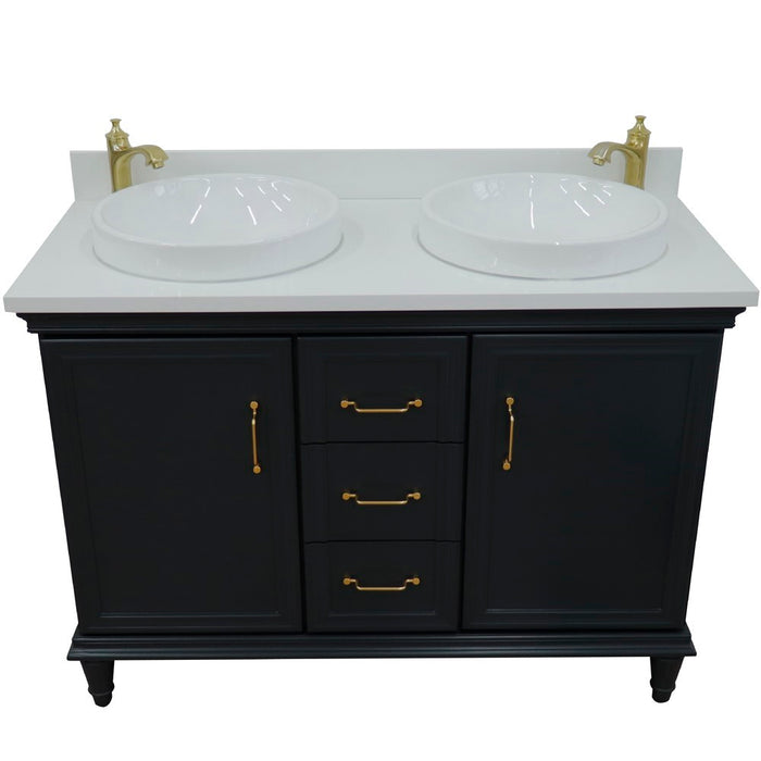 Bellaterra Home Forli 49" Double vanity in Dark Gray finish with White quartz and round sink