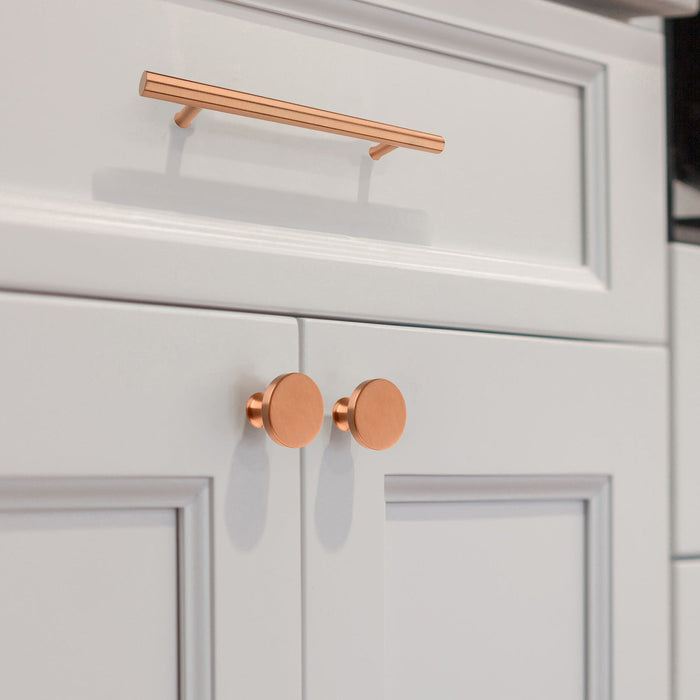 Akicon Copper Kitchen Cabinet Knobs 1-1/4 inch (32 mm) Diameter 100% Solid Brass Drawer Knob AK01916-C