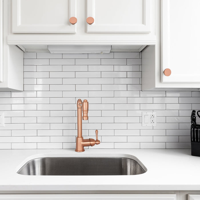 Akicon Copper Kitchen Cabinet Knobs 1-1/4 inch (32 mm) Diameter 100% Solid Brass Drawer Knob AK01916-C