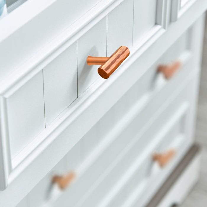 Akicon Hammered Copper Kitchen T Bar Cabinet Pulls 100% Solid Brass Drawer Knob AK01917A-C