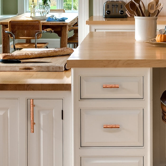 Akicon Hammered Copper Kitchen T Bar Cabinet Pulls 100% Solid Brass Drawer Knob AK01917A-C