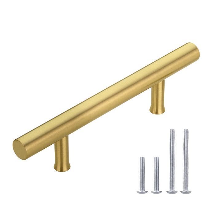 Akicon 3 Inch Hole Center Brushed Gold Kitchen Cabinet Handles 100% Solid Brass Drawer Pulls AK01930-BG