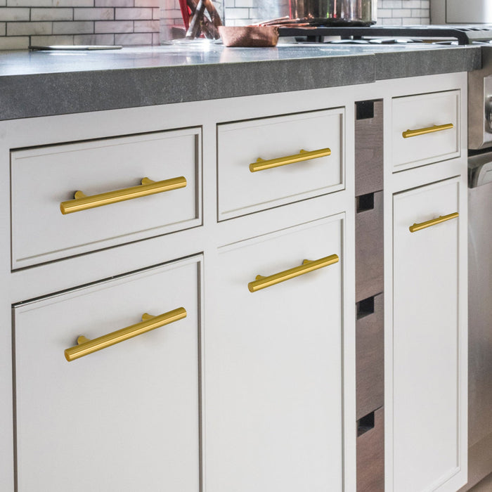 Akicon 3 Inch Hole Center Brushed Gold Kitchen Cabinet Handles 100% Solid Brass Drawer Pulls AK01930-BG