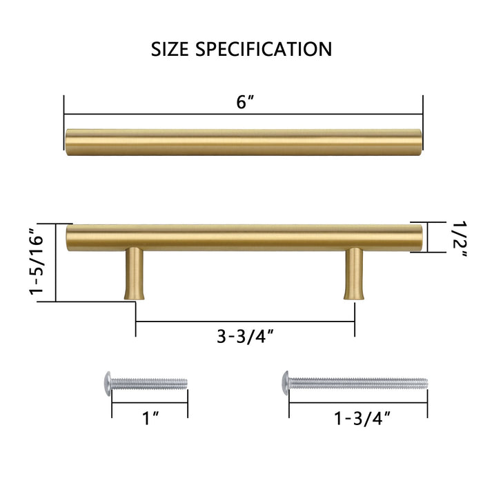 Akicon 3 Inch Hole Center Brushed Gold Kitchen Cabinet Handles 100% Solid Brass Drawer Pulls AK01930-BG