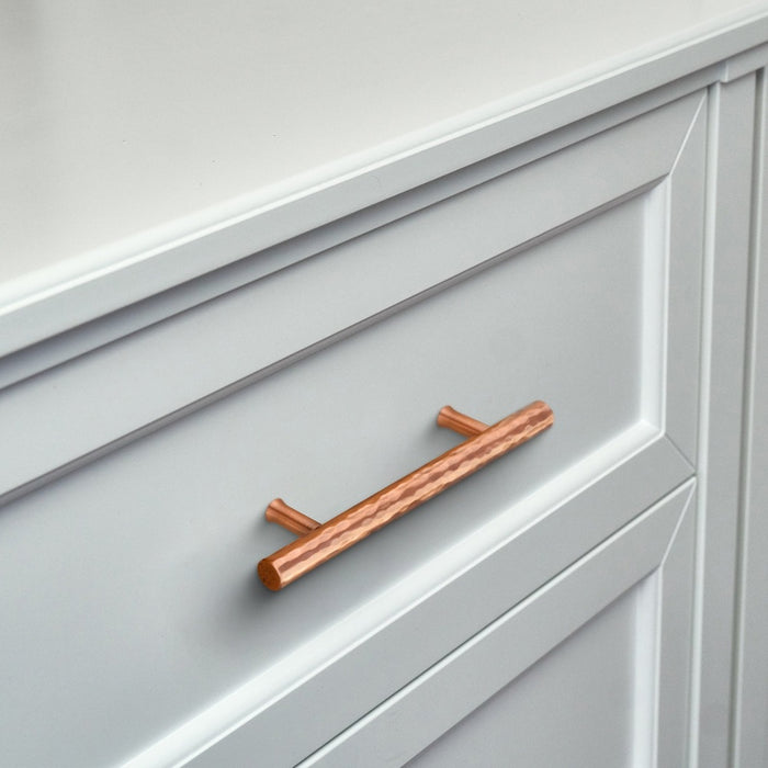 Akicon 3-3/4 Inch Hole Center Hammered Copper Kitchen Cabinet Handles 100% Solid Brass Drawer Pulls AK01931A-C
