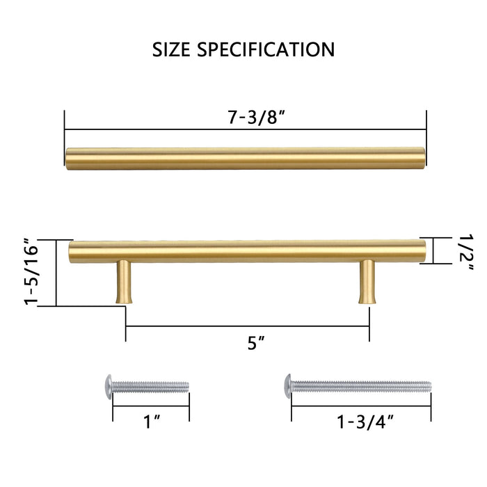 Akicon 3 Inch Hole Center Brushed Gold Kitchen Cabinet Handles 100% Solid Brass Drawer Pulls AK01930-BG