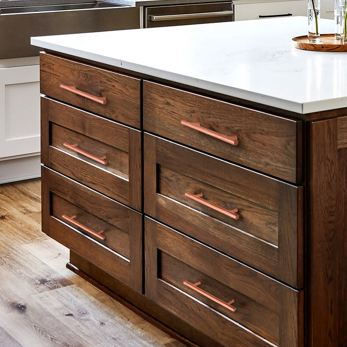 Akicon 5 Inch Hole Center Hammered Copper Kitchen Cabinet Handles 100% Solid Brass Drawer Pulls AK01932A-C