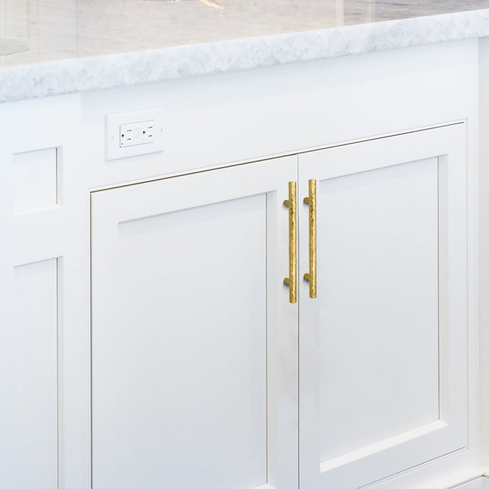 Akicon 5 Inch Hole Center Hammered Polished Gold Kitchen Cabinet Handles 100% Solid Brass Drawer Pulls AK01932A-PB