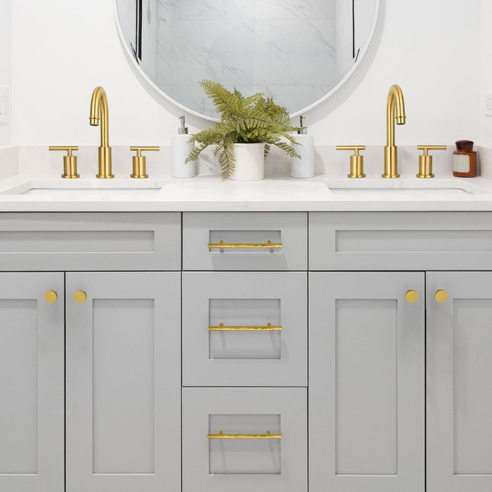 Akicon 5 Inch Hole Center Hammered Polished Gold Kitchen Cabinet Handles 100% Solid Brass Drawer Pulls AK01932A-PB