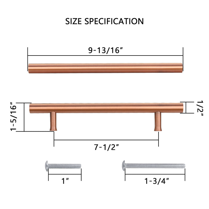 Akicon 7-1/2 Inch Hole Center Hammered Polished Gold Kitchen Cabinet Handles 100% Solid Brass Drawer Pulls AK01933-C