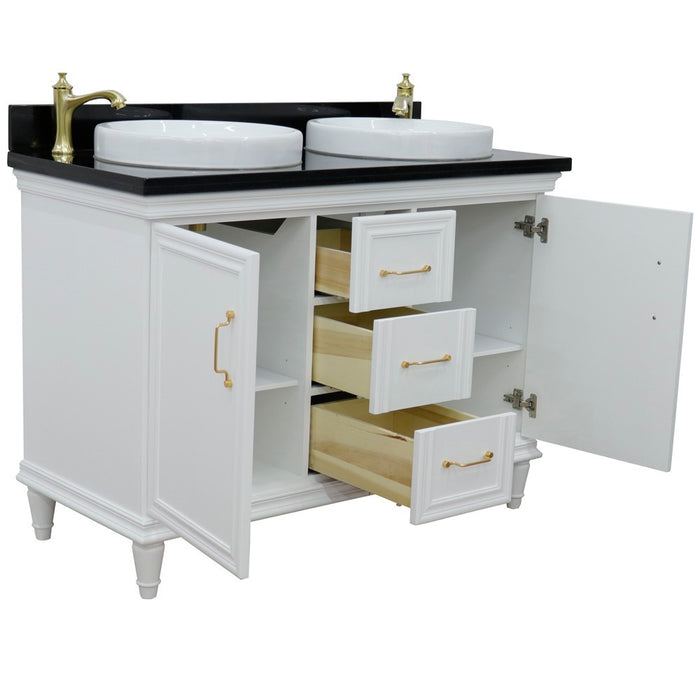 Bellaterra Home Forli 49" Double vanity in White finish with Black galaxy and round sink