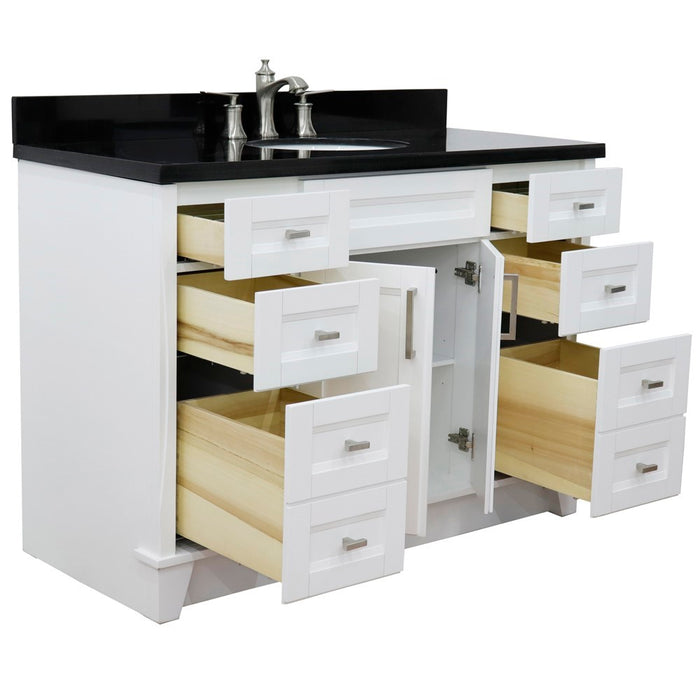 Bellaterra Home Terni  49" Single sink vanity in White finish with Black galaxy granite and oval sink