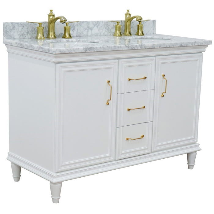 Bellaterra Home Forli 49" Double vanity in White finish with White Carrara and oval sink