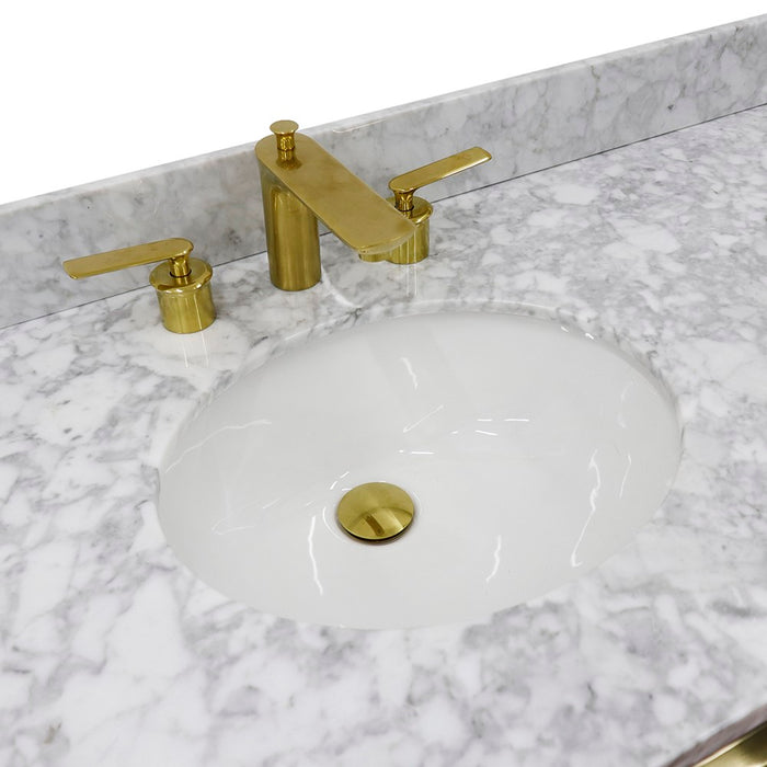 Bellaterra Home Trento 61" Double sink vanity in Dark Gray finish with White Carrara marble and oval sink