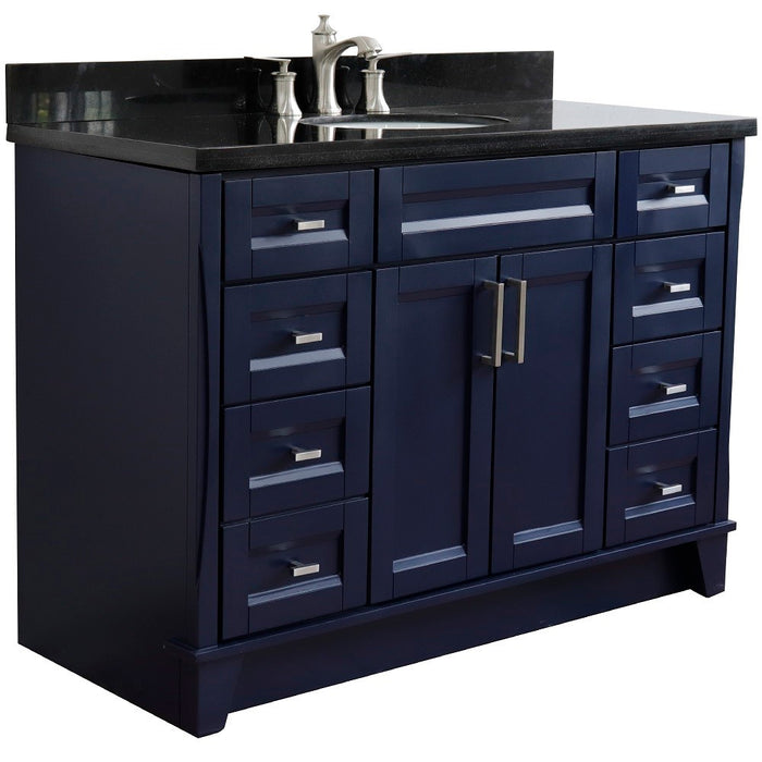 Bellaterra Home Terni  49" Single sink vanity in Blue finish with Black galaxy granite and oval sink