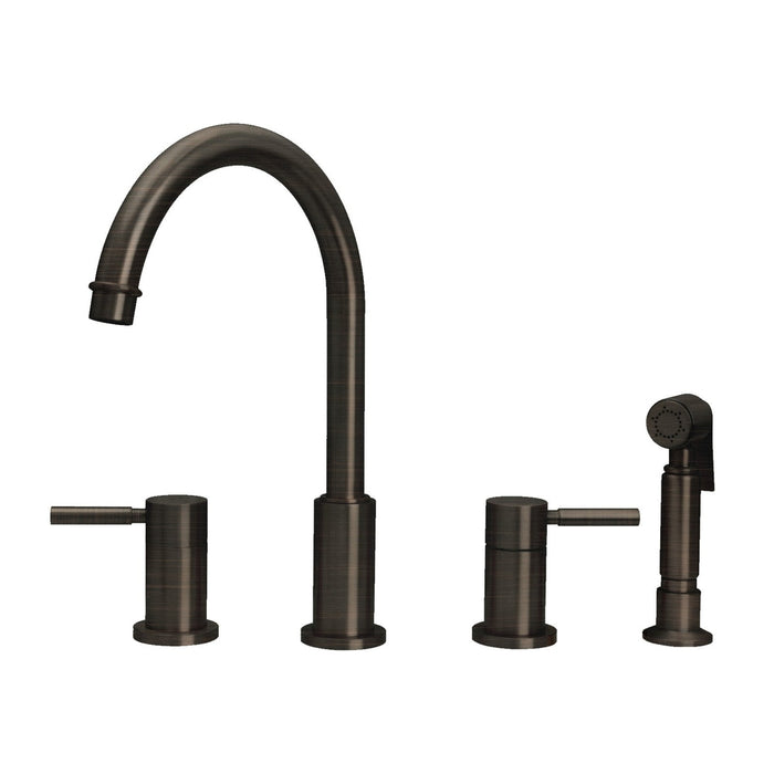 Two-Handles Copper Widespread Kitchen Faucet with Side Sprayer - AK96866