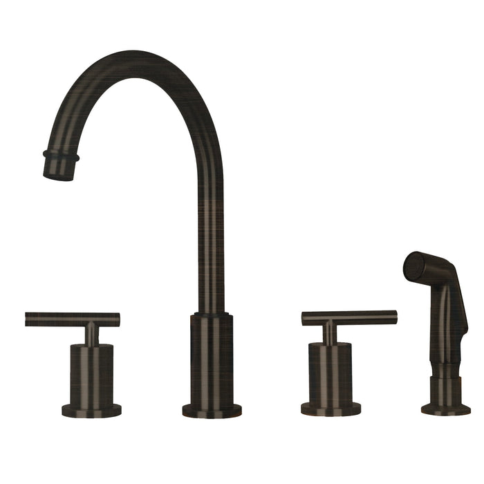 Two-Handles Copper Widespread Kitchen Faucet with Plastic Side Sprayer - AK96866N1