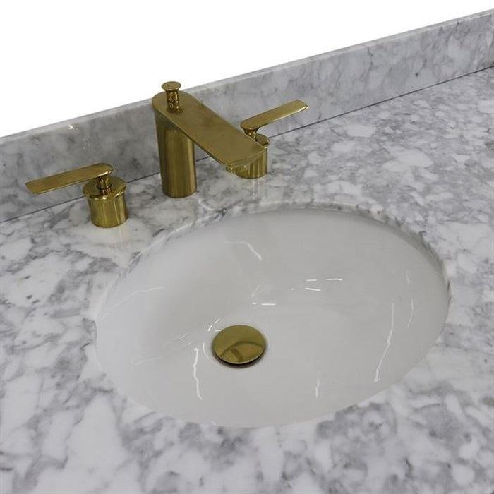 Bellaterra Home Trento 61" Double sink vanity in Black finish with White Carrara marble and oval sink