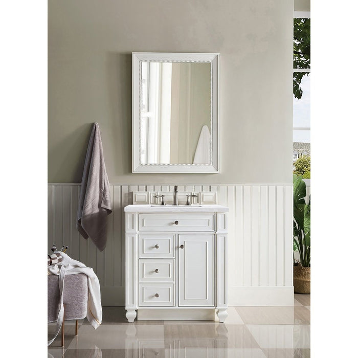 James Martin Vanities Bristol 30" Single Vanity, Bright White w/ 3 CM Arctic Fall Solid Surface Top