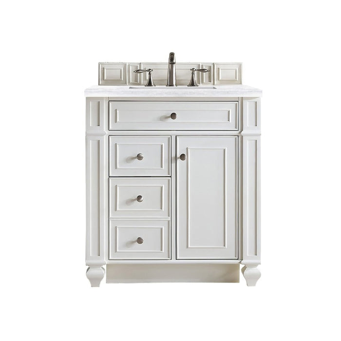 James Martin Vanities Bristol 30" Single Vanity, Bright White w/ 3 CM Arctic Fall Solid Surface Top