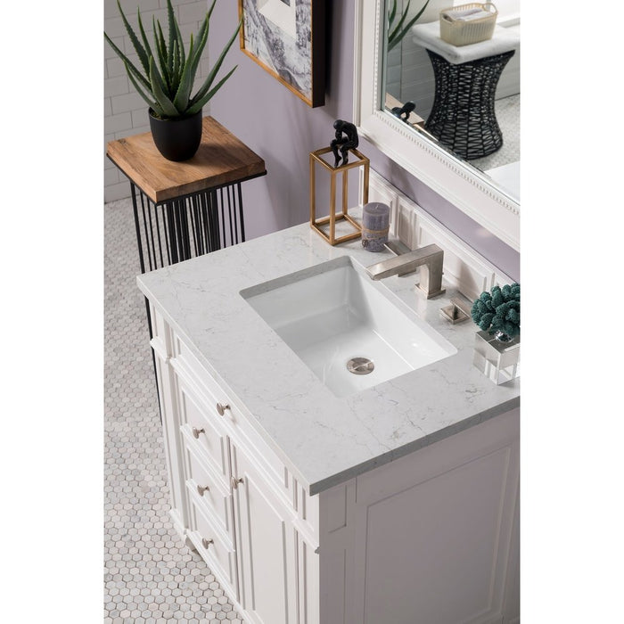 James Martin Vanities Bristol 30" Single Vanity, Bright White w/ 3 CM Eternal Jasmine Pearl Quartz Top