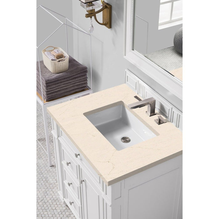 James Martin Vanities Bristol 30" Single Vanity, Bright White w/ 3 CM Eternal Marfil Quartz Top