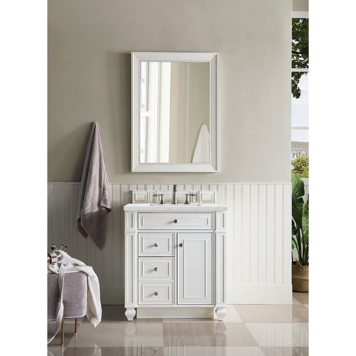 James Martin Vanities Bristol 30" Single Vanity, Bright White w/ 3 CM Ethereal Noctis Quartz Top