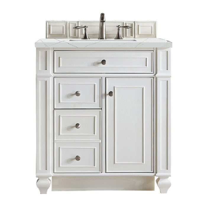 James Martin Vanities Bristol 30" Single Vanity, Bright White w/ 3 CM Ethereal Noctis Quartz Top