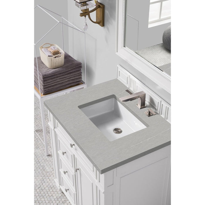 James Martin Vanities Bristol 30" Single Vanity, Bright White w/ 3 CM Eternal Serena Quartz Top