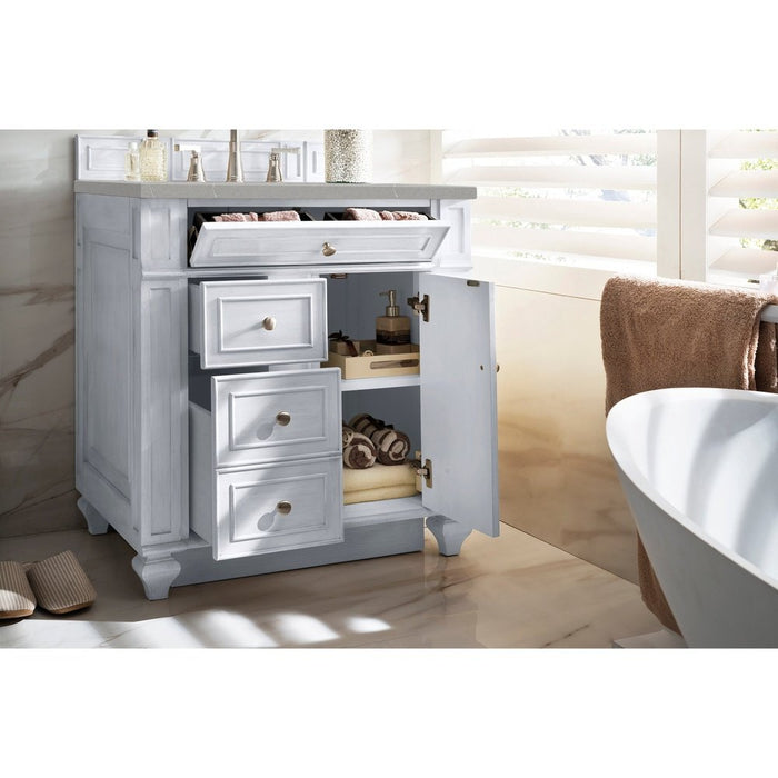 James Martin Vanities Bristol 30" Single Vanity, Bright White w/ 3 CM Eternal Serena Quartz Top