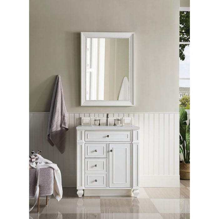 James Martin Vanities Bristol 30" Single Vanity, Bright White w/ 3 CM Eternal Serena Quartz Top