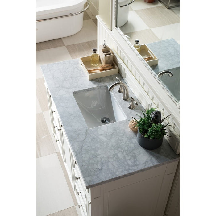 James Martin Vanities Bristol 48" Single Vanity, Bright White w/ 3 CM Carrara Marble Top