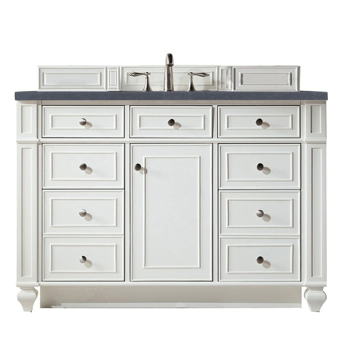 James Martin Vanities Bristol 48" Single Vanity, Bright White w/ 3 CM Charcoal Soapstone Quartz Top