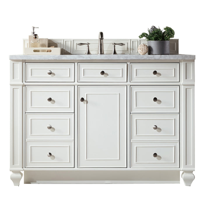 James Martin Vanities Bristol 48" Single Vanity, Bright White w/ 3 CM Eternal Jasmine Pearl Quartz Top