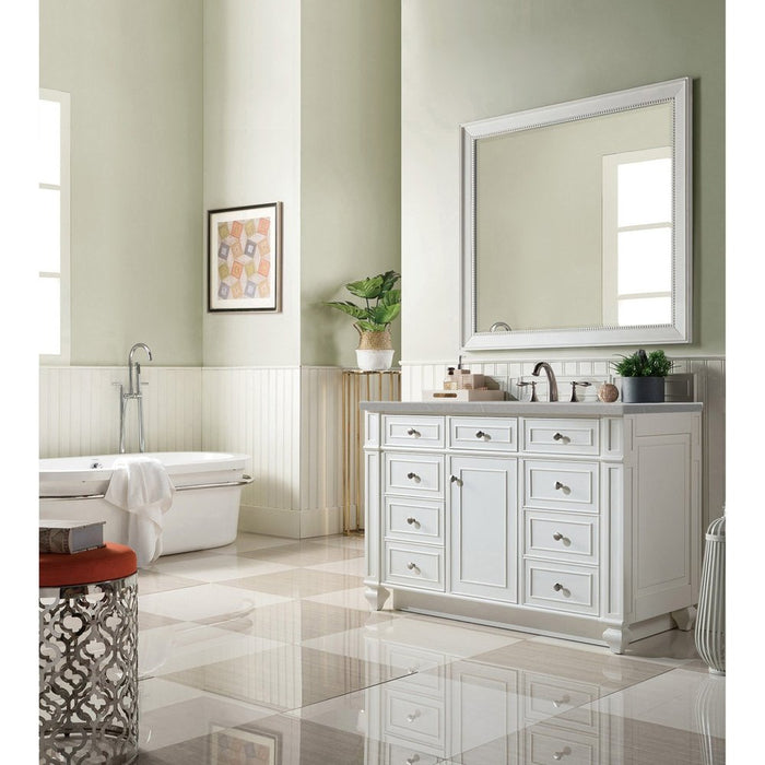 James Martin Vanities Bristol 48" Single Vanity, Bright White w/ 3 CM Eternal Serena Quartz Top