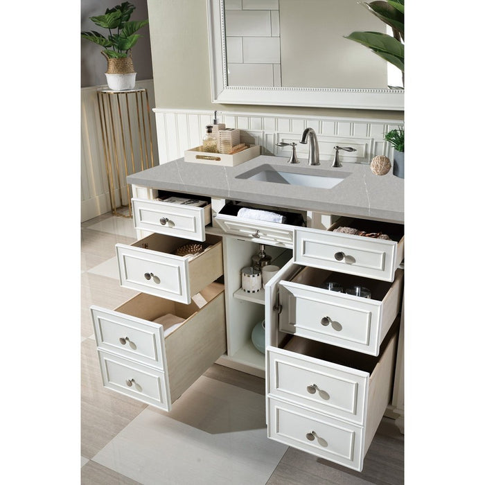 James Martin Vanities Bristol 48" Single Vanity, Bright White w/ 3 CM Eternal Serena Quartz Top