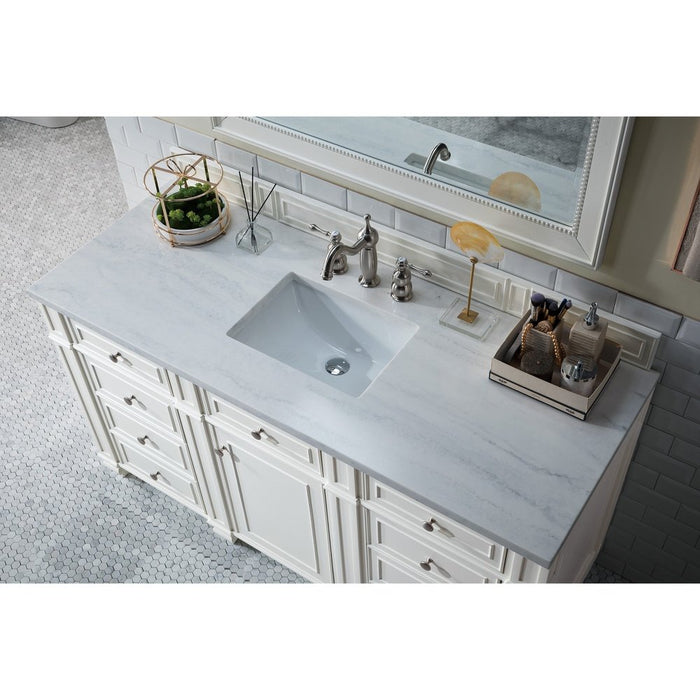 James Martin Vanities Bristol 60" Single Vanity, Bright White w/ 3 CM Arctic Fall Solid Surface Top