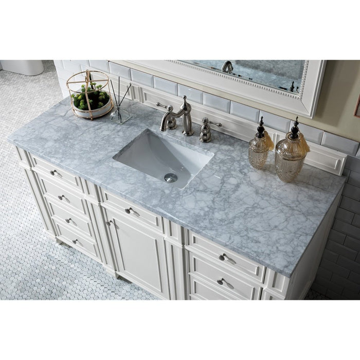 James Martin Vanities Bristol 60" Single Vanity, Bright White w/ 3 CM Carrara Marble Top