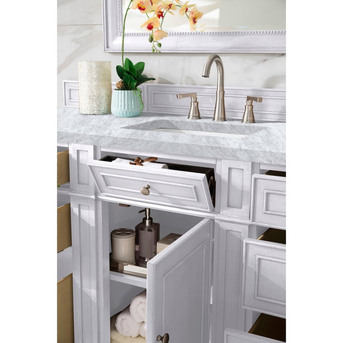 James Martin Vanities Bristol 60" Single Vanity, Bright White w/ 3 CM Carrara Marble Top