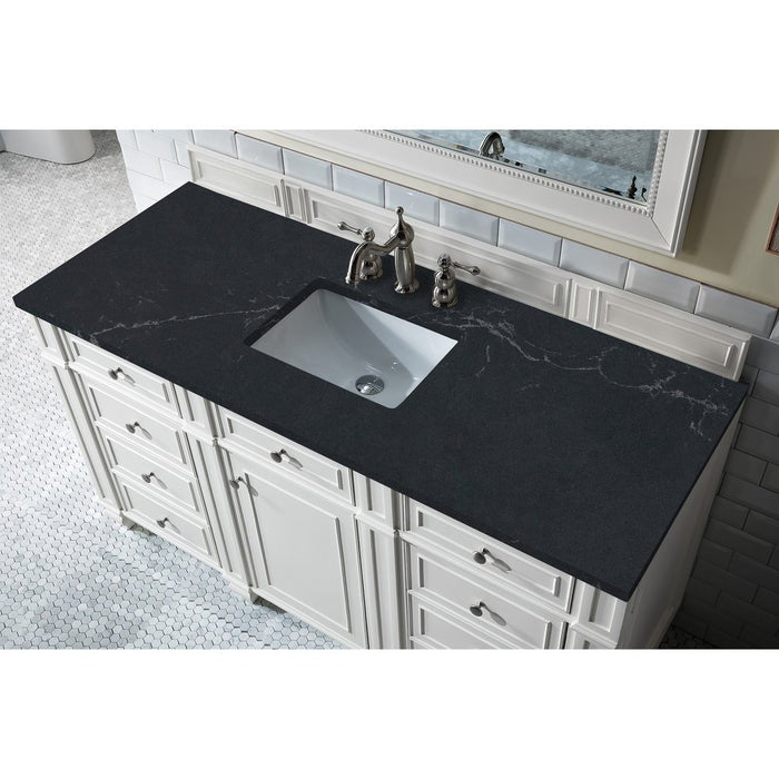 James Martin Vanities Bristol 60" Single Vanity, Bright White w/ 3 CM Charcoal Soapstone Quartz Top