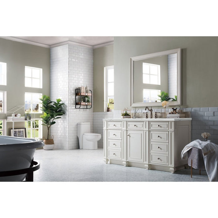 James Martin Vanities Bristol 60" Single Vanity, Bright White w/ 3 CM Ethereal Noctis Quartz Top