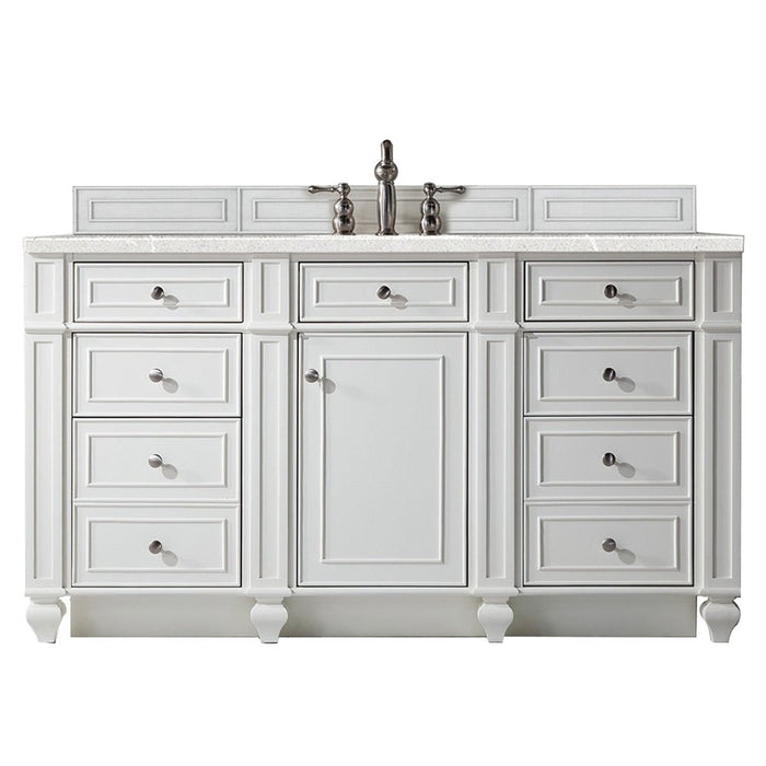 James Martin Vanities Bristol 60" Single Vanity, Bright White w/ 3 CM Eternal Serena Quartz Top