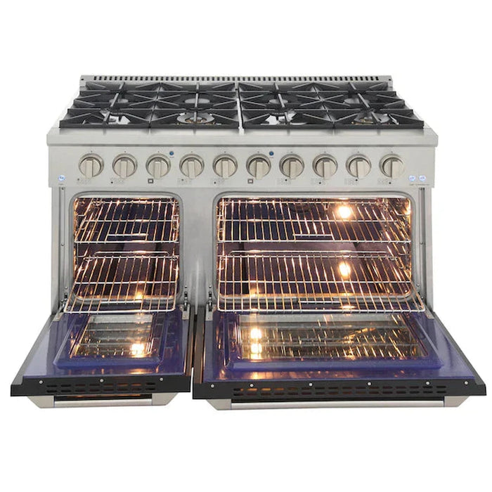 Kucht Signature 48-Inch  Pro-Style Dual Fuel Range in Propane Gas with Black Oven Door & Gold (KDF482/LP-K-GOLD)