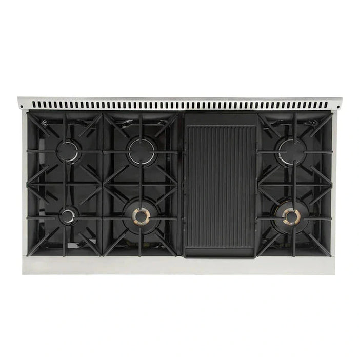 Kucht Signature 48-Inch  Pro-Style Dual Fuel Range in Propane Gas with Black Oven Door & Gold (KDF482/LP-K-GOLD)