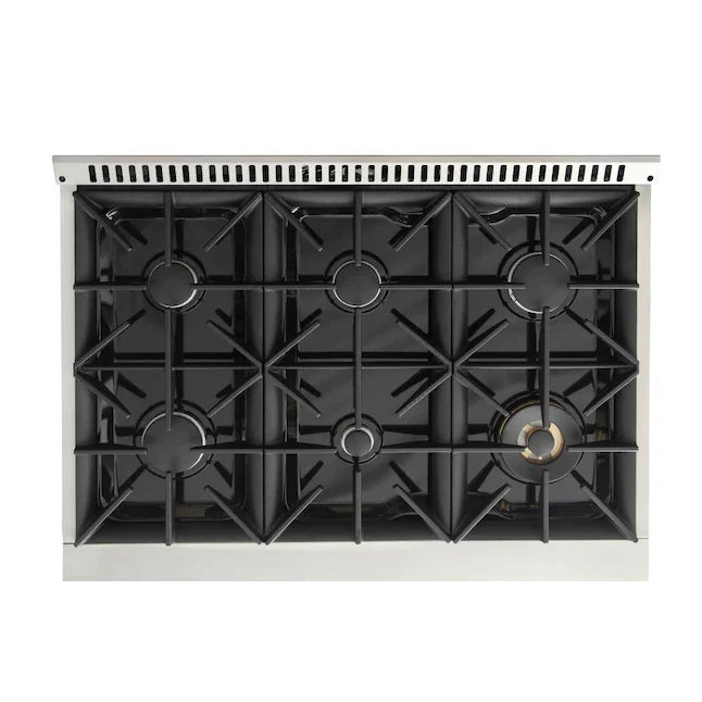 Kucht Signature 36-Inch Gas Range with Convection Oven in White with White Knobs & Gold Handle (KNG361-W-GOLD)