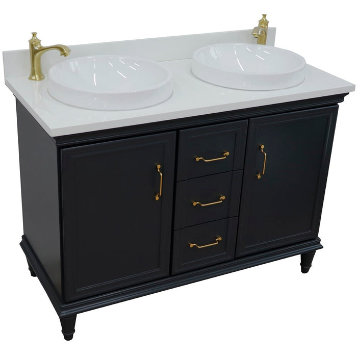 Bellaterra Home Forli 49" Double vanity in Dark Gray finish with White quartz and round sink