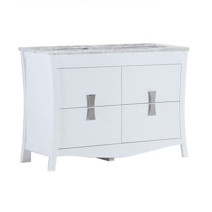 Bellaterra Home 48 in. Double sink vanity with white Carrara top