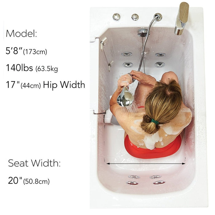 Ella's Bubbles's Bubbles Flow Acrylic Hydro Massage Walk in Tub 28"x48", Left Inward Swing Door, 2 Piece Fast Fill Faucet