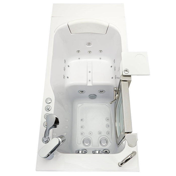 Ella's Bubbles's Bubbles Peitite 28"x52" Acrylic Air and Hydro Massage Walk-In Bathtub with Left Inward Swing Door, 2 Piece Fast Fill Faucet, 2" Dual Drain
